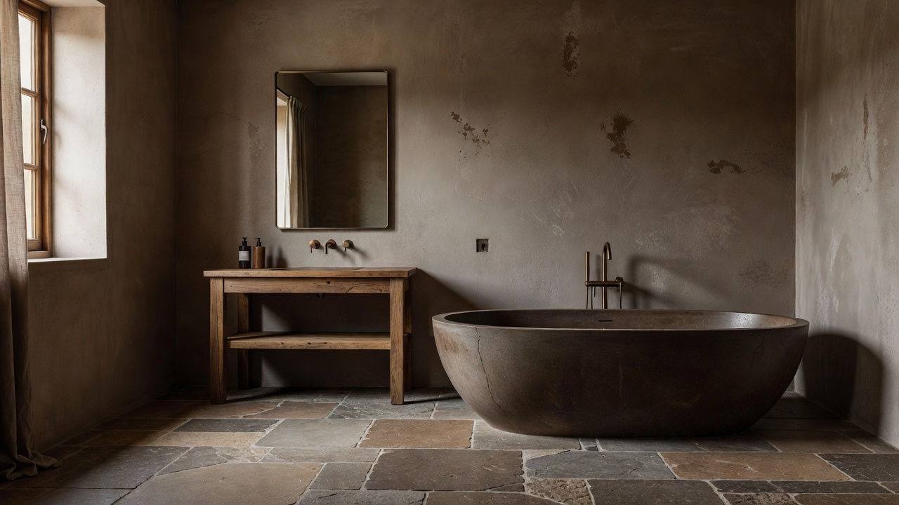Luxury spa-style UK bathroom with freestanding bath, rainfall shower, and warm wood tones — 2026 trends