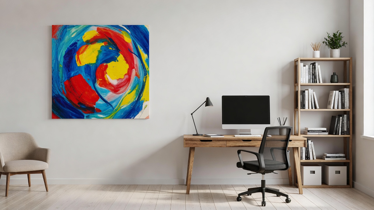 Small home office setup UK — compact desk in a well-organised workspace